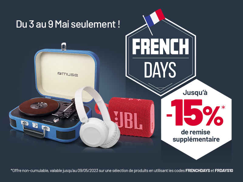 Du 2 au 9 mai 2023, jusqu' -15%* de remise supplmentaire pour les French Days