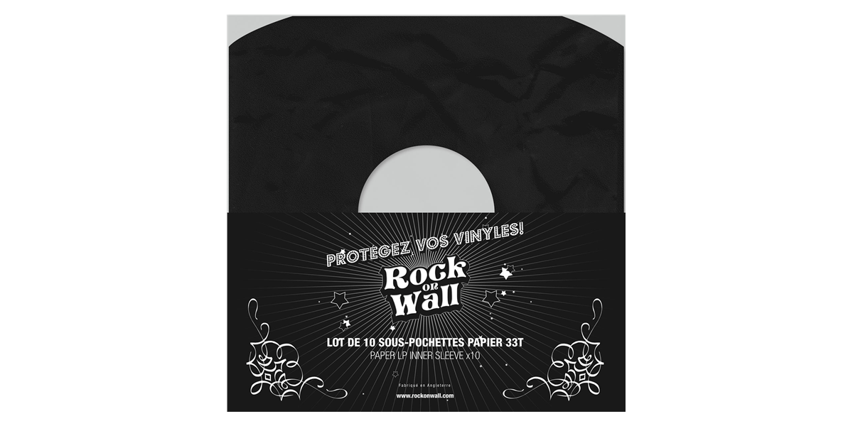 Rock on Wall Sous-pochette papier 33T Noir (lot de 10)